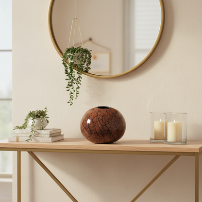 Ceramic vase with a unique texture on a blurred background