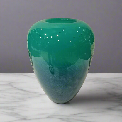 Aqua Ombre: Premium Sculptural Glass Vase with Dual-Tone Finish