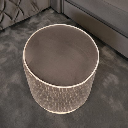 Elegant Geometric Velvet Ottoman in Chocolate