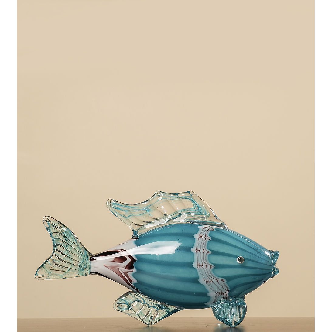 Azure Reef: Hand-Blown Glass Fish Sculpture