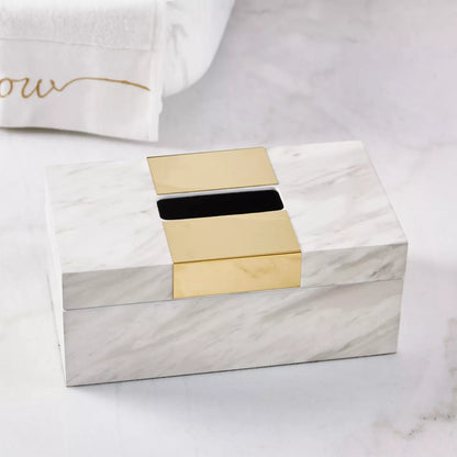 Luxurious Marble look & Gold Tissue Box – Elegant Modern Decor for Bathroom & Living Space
